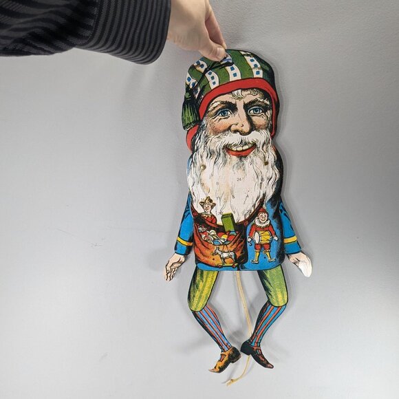 Vintage Danish Jumping Jack Santa Christmas advent calendar, creepy paper doll - Picture 5 of 15